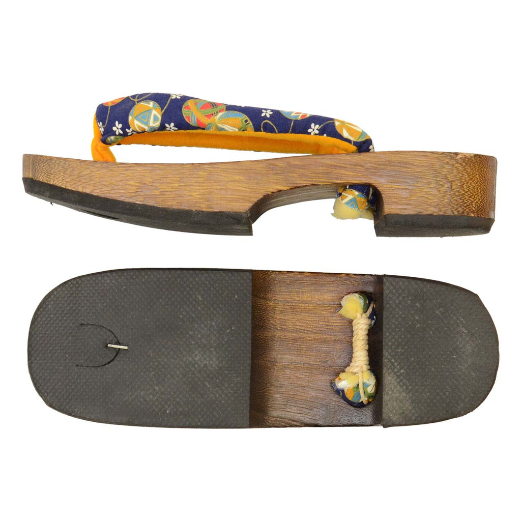 Vintage Japanese Kimono Accessories | Geta | Navy | Temari Ball | Ladies 24.5cm | Sustainable | kkb3922b