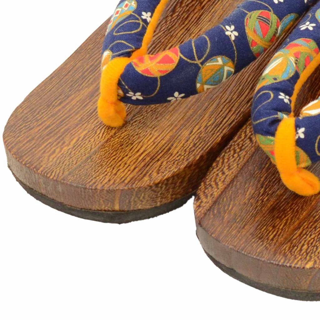 Vintage Japanese Kimono Accessories | Geta | Navy | Temari Ball | Ladies 24.5cm | Sustainable | kkb3922b