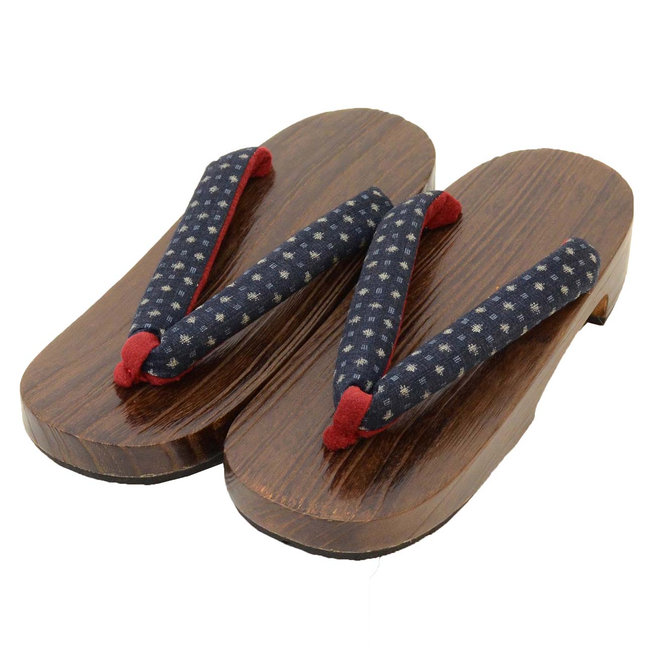 Vintage Japanese Kimono Accessories | Geta | Navy | Kasuri Pattern | Unused | Ladies 23.5cm | Sustainable | kkb3923b