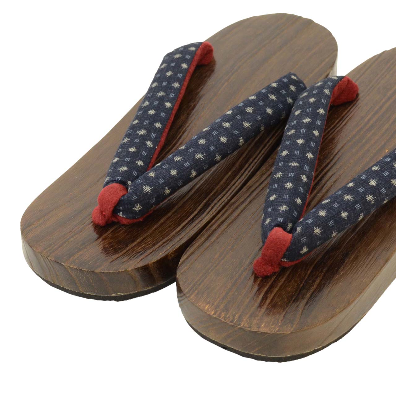 Vintage Japanese Kimono Accessories | Geta | Navy | Kasuri Pattern | Unused | Ladies 23.5cm | Sustainable | kkb3923b