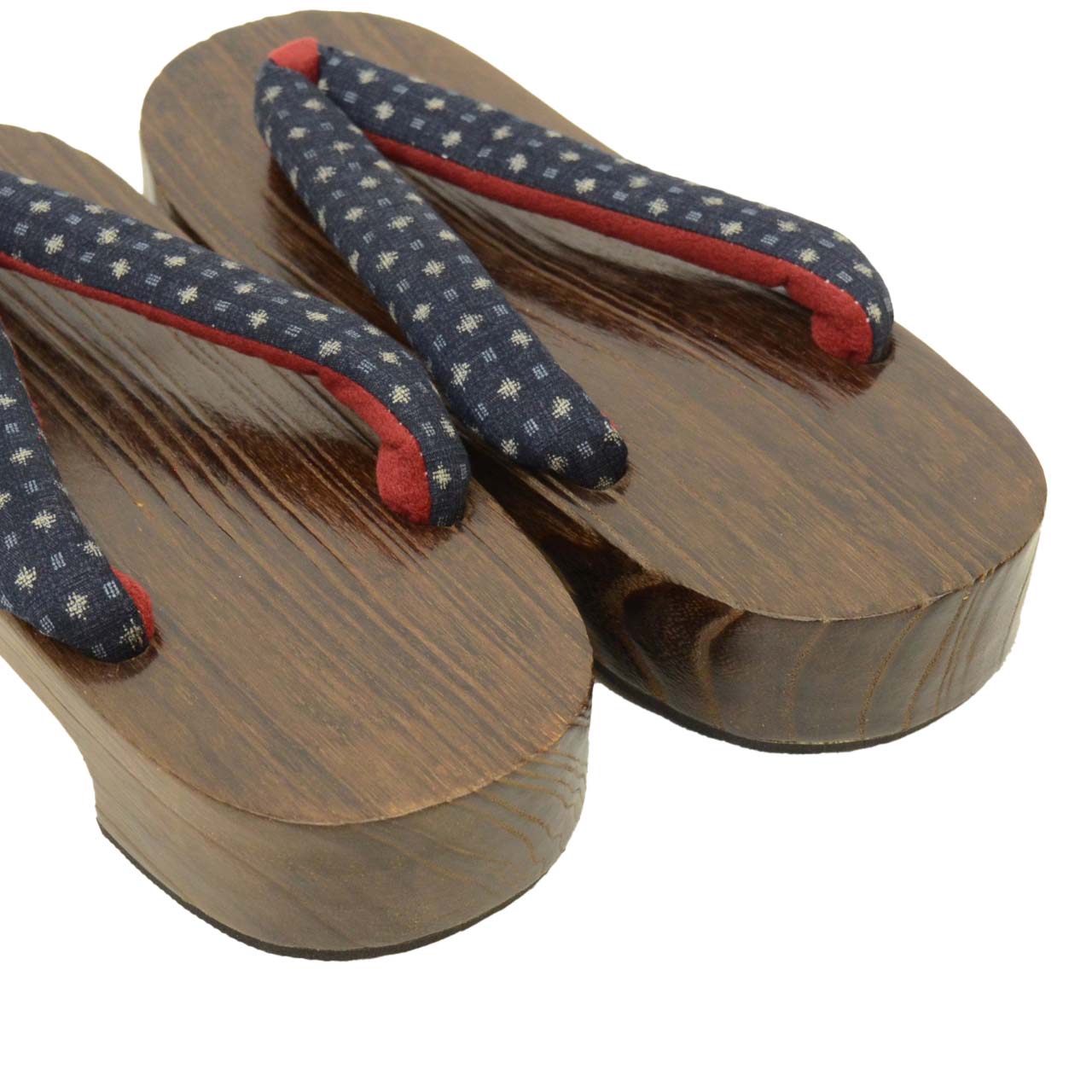 Vintage Japanese Kimono Accessories | Geta | Navy | Kasuri Pattern | Unused | Ladies 23.5cm | Sustainable | kkb3923b