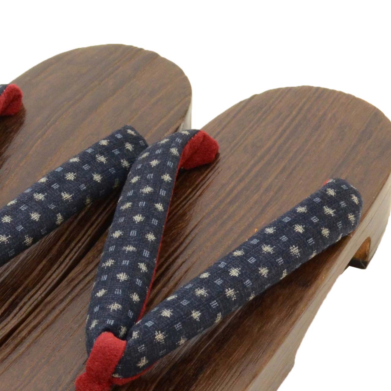 Vintage Japanese Kimono Accessories | Geta | Navy | Kasuri Pattern | Unused | Ladies 23.5cm | Sustainable | kkb3923b