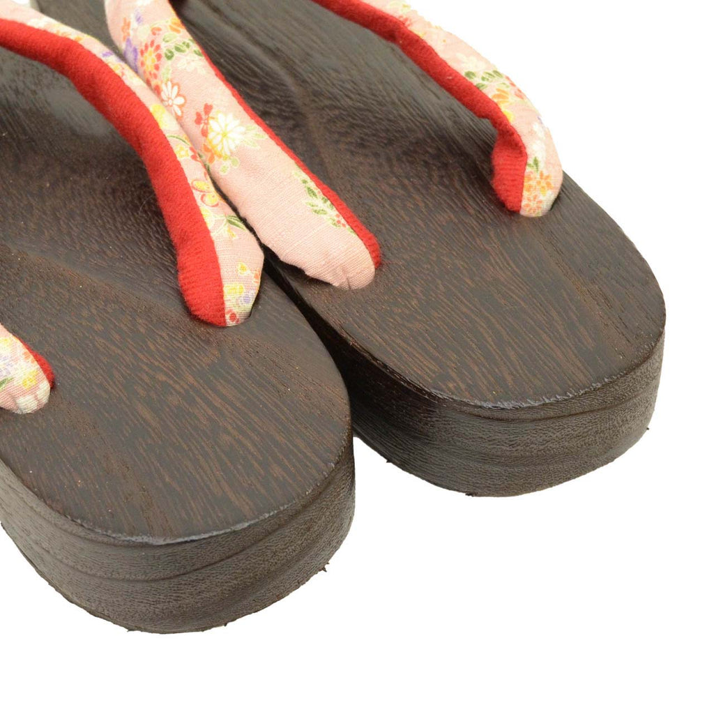 Vintage Japanese Kimono Accessories | Geta | Pink | Floral | Paulownia Wood | Ladies 24.0cm | Sustainable | kkb3938b