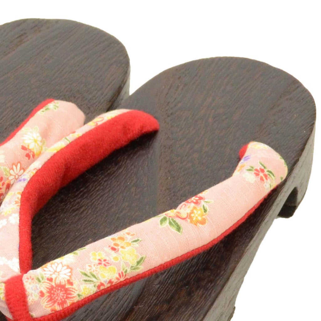 Vintage Japanese Kimono Accessories | Geta | Pink | Floral | Paulownia Wood | Ladies 24.0cm | Sustainable | kkb3938b