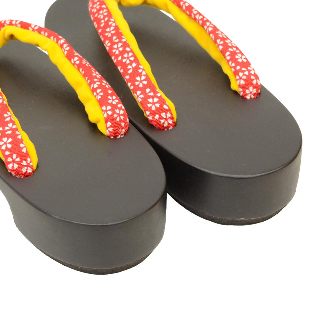 Vintage Japanese Kimono Accessories | Girls Children's Geta | Red | Sakura Pattern | 21.0cm | Unused | Sustainable | kkb3939b