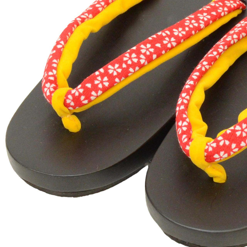 Vintage Japanese Kimono Accessories | Girls Children's Geta | Red | Sakura Pattern | 21.0cm | Unused | Sustainable | kkb3939b