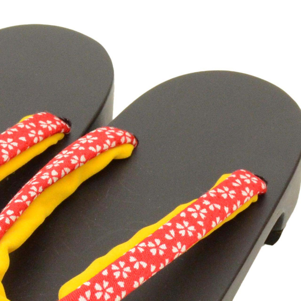 Vintage Japanese Kimono Accessories | Girls Children's Geta | Red | Sakura Pattern | 21.0cm | Unused | Sustainable | kkb3939b