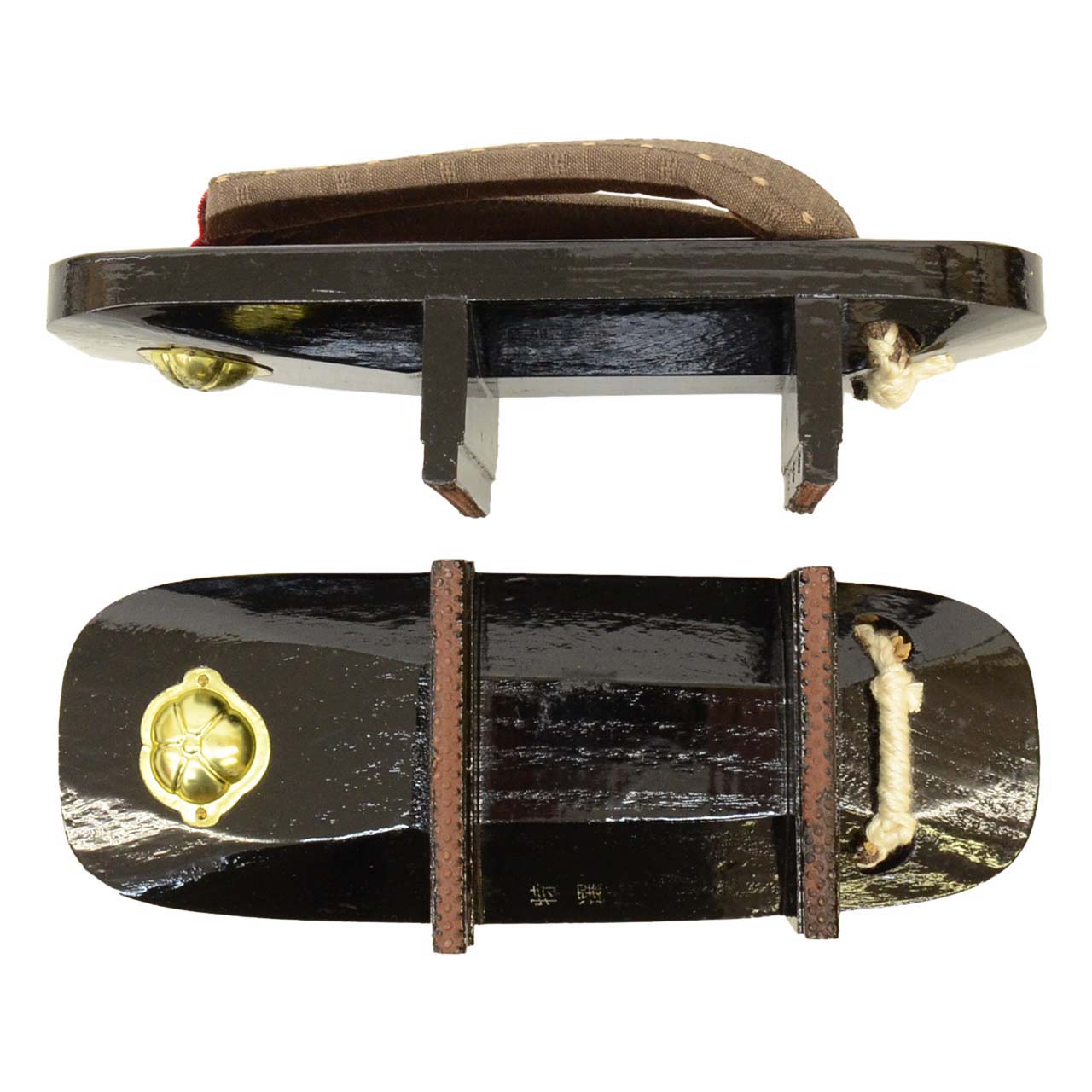 Vintage Japanese Kimono Accessories | Geta | Brown | Kasuri Pattern | Ladies 23.0cm | Unused | Sustainable | kkb3943b