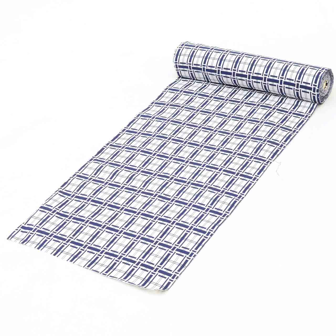 Vintage Japanese Kimono Accessories | Yukata Bolt | White Cotton | Geometric Allover | Men's | Coma-ji | Sustainable | kkb3950b