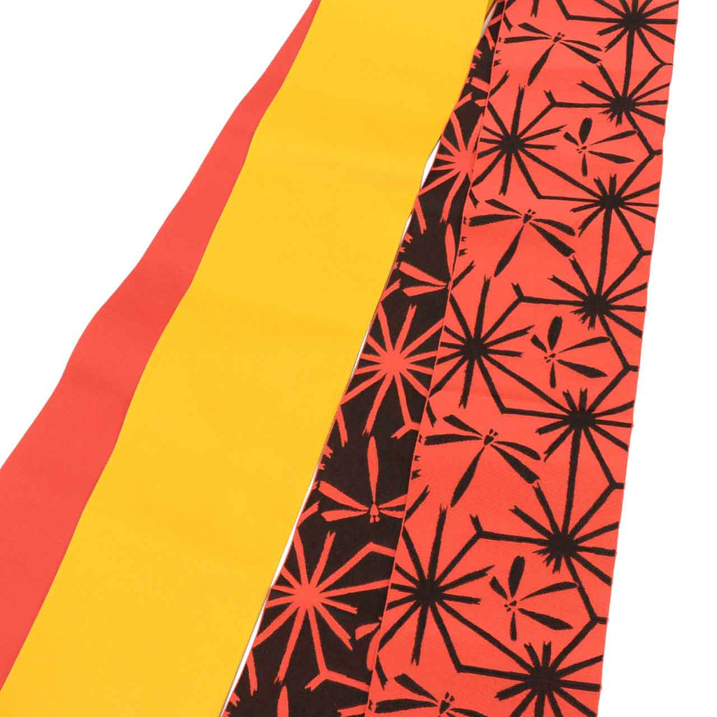 Vintage Japanese Kimono Accessories | Hanhaba Obi Set | Red | Dragonfly | Reversible | Hakama | Single-layer | Sustainable | kkb3976b