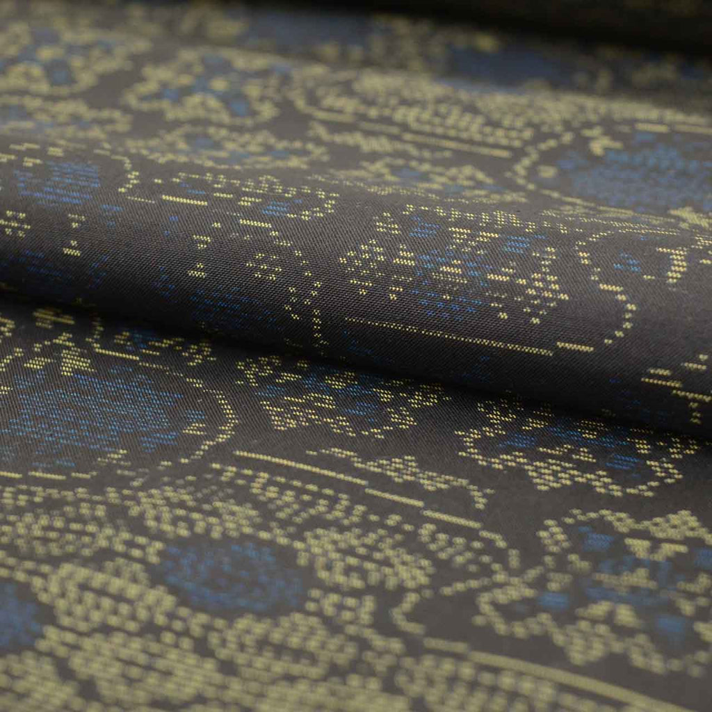 Vintage Japanese Kimono Accessories | Kimono Bolt | Black Silk | Cloud Pattern | Honba Oshima Tsumugi | Hand-woven | Sustainable | kkb4198b