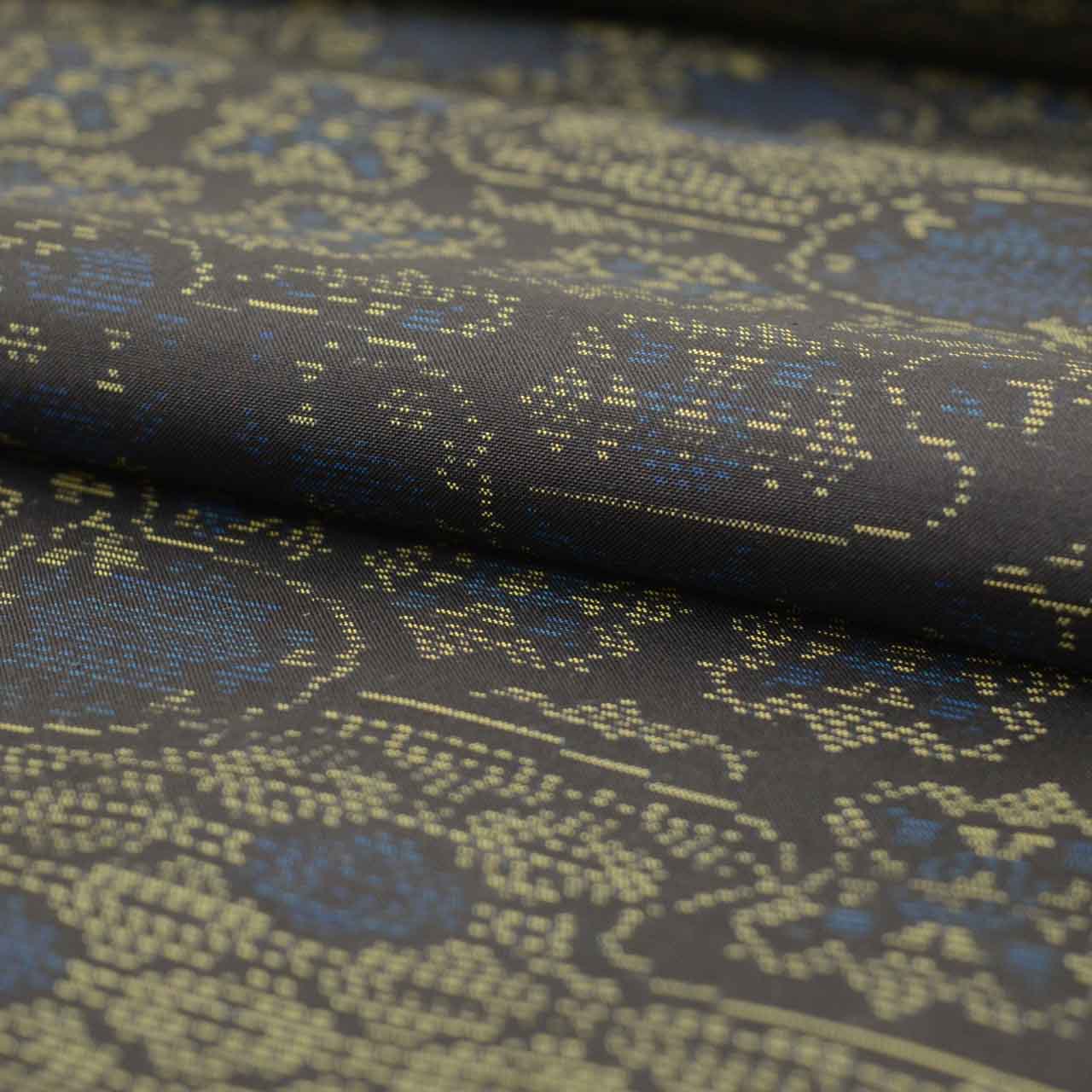Vintage Japanese Kimono Accessories | Kimono Bolt | Black Silk | Cloud Pattern | Honba Oshima Tsumugi | Hand-woven | Sustainable | kkb4198b