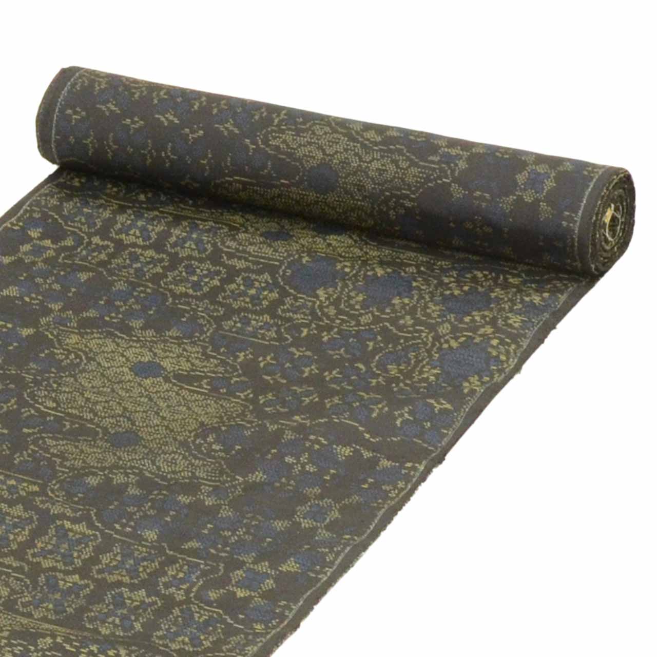 Vintage Japanese Kimono Accessories | Kimono Bolt | Black Silk | Cloud Pattern | Honba Oshima Tsumugi | Hand-woven | Sustainable | kkb4198b