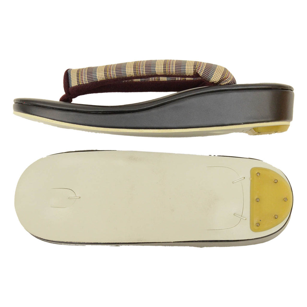 Vintage Japanese Kimono Accessories | Zori Sandals | Beige | Stripe Pattern | Synthetic Leather | Casual | 23.0cm | Sustainable | kkb4214b