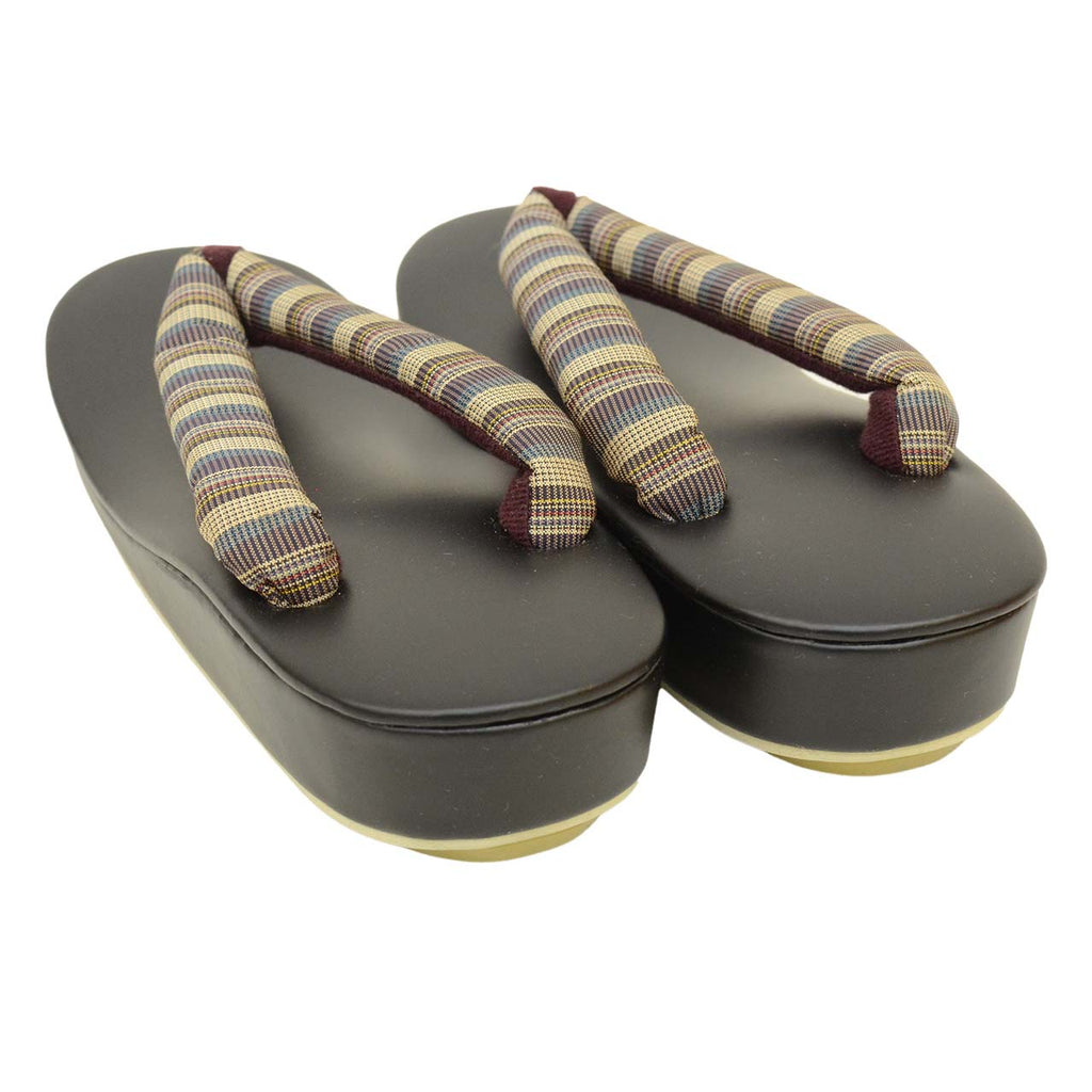 Vintage Japanese Kimono Accessories | Zori Sandals | Beige | Stripe Pattern | Synthetic Leather | Casual | 23.0cm | Sustainable | kkb4214b