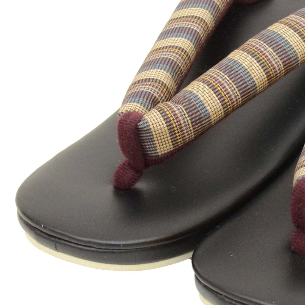 Vintage Japanese Kimono Accessories | Zori Sandals | Beige | Stripe Pattern | Synthetic Leather | Casual | 23.0cm | Sustainable | kkb4214b