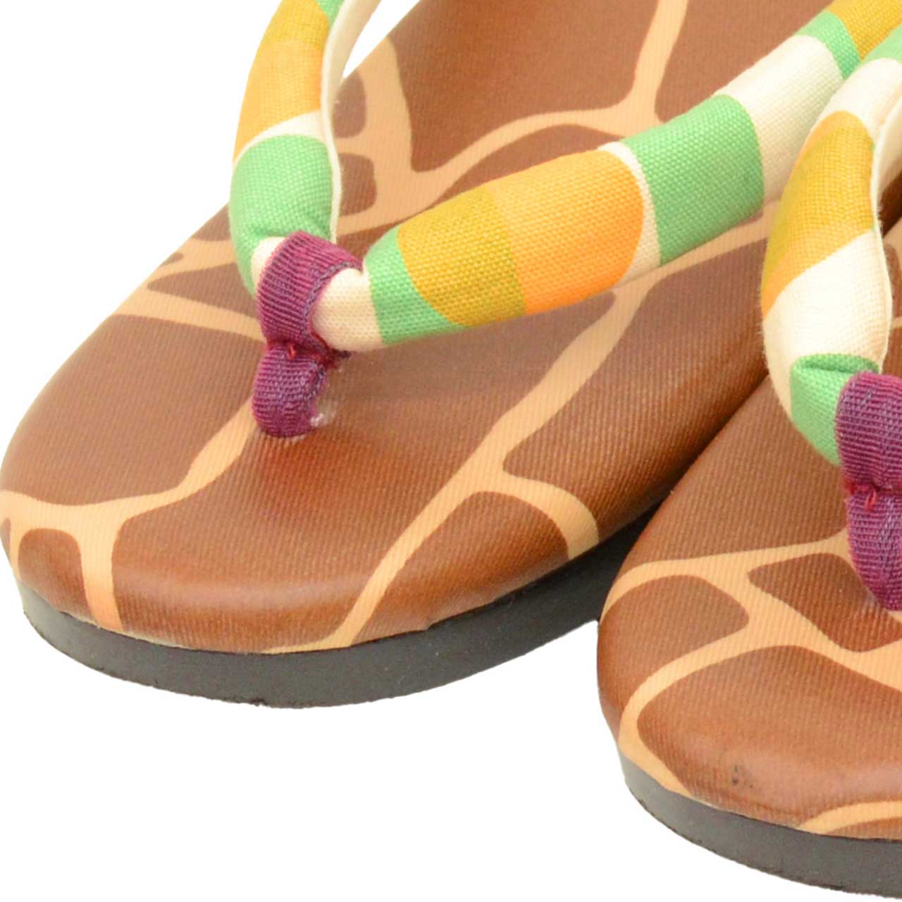 Vintage Japanese Kimono Accessories | Zori Sandals | White | Stripe Pattern | Urethane Sole | Casual | 23.5cm | Sustainable | kkb4217b