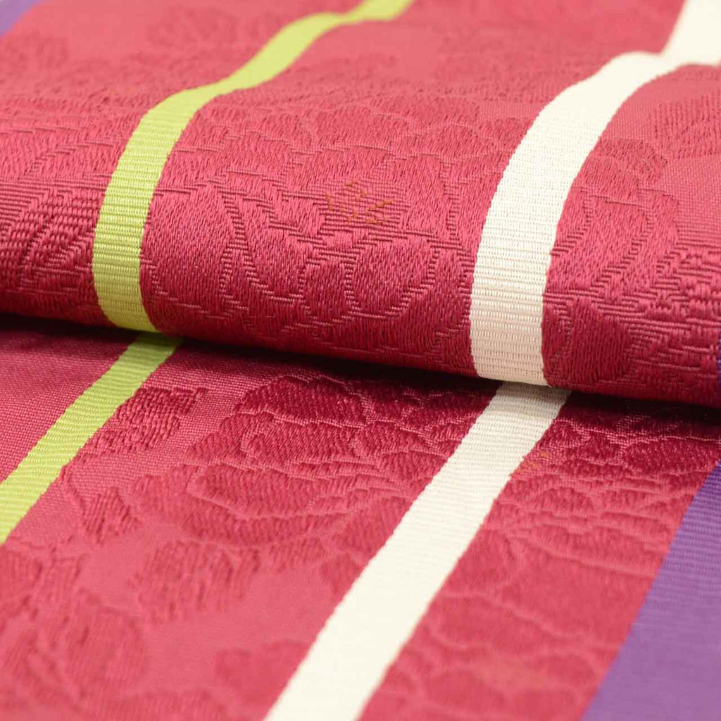 Vintage Japanese Kimono Accessories | Hanhaba Obi | Floral Stripe | Full-pattern | Casual | Sustainable | kkb4254b