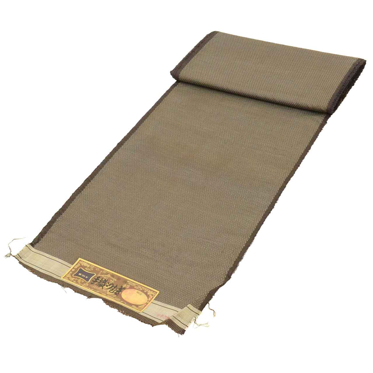 Vintage Japanese Kimono Accessories | Kimono Bolt | Brown Silk | Stripe Kasuri | Hand-woven Tsumugi | Men's | Sustainable | kkb4272b