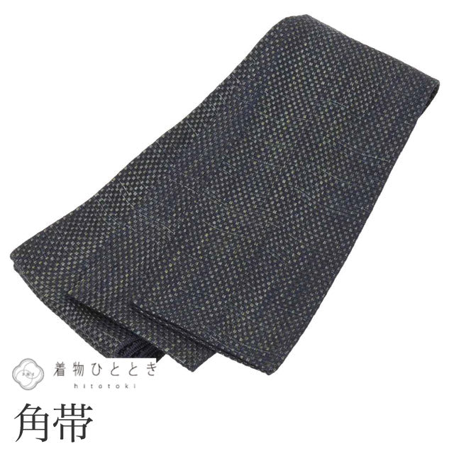 【中古】 男性 帯 メンズ 角帯 正絹 絹 美品 博多織 博多帯 特選逸品 全通柄 市松 仕立て上がり 着物 セミフォーマル 浴衣 紋付袴 紬 小紋 無地 SILK シルク kimono リユース kkb4284b