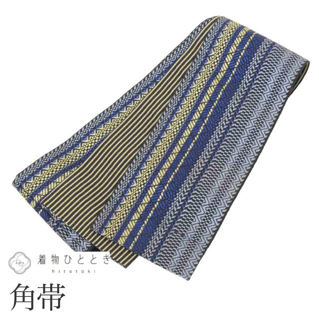 【中古】 リサイクル 男性 帯 メンズ 角帯 正絹 絹 美品 博多織 博多帯 特品 縞 仕立て上がり 着物 セミフォーマル 浴衣 紋付袴 紬 小紋 無地 花火大会 お祭り 黒紋付 SILK シルク kimono リユース kkb4289b