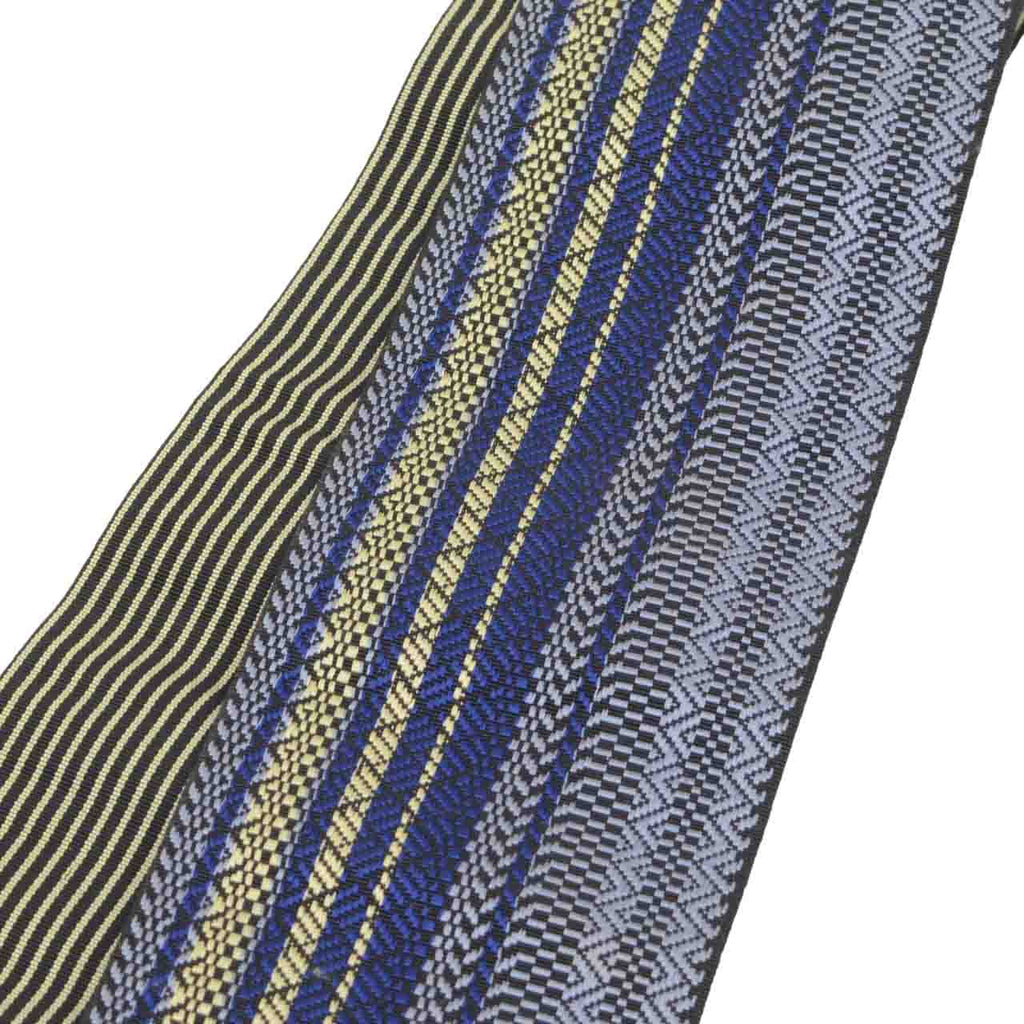 Vintage Japanese Kimono Accessories | Men's Kaku-obi | Silk | Stripe | Hakata Weave | Excellent | Full-pattern | Sustainable | kkb4289b