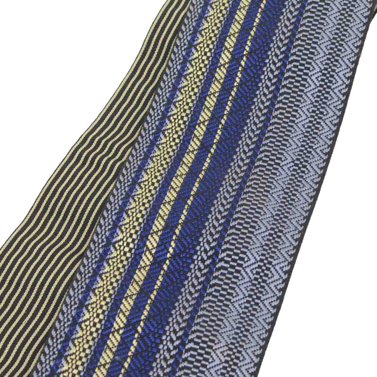 Vintage Japanese Kimono Accessories | Men's Kaku-obi | Silk | Stripe | Hakata Weave | Excellent | Full-pattern | Sustainable | kkb4289b