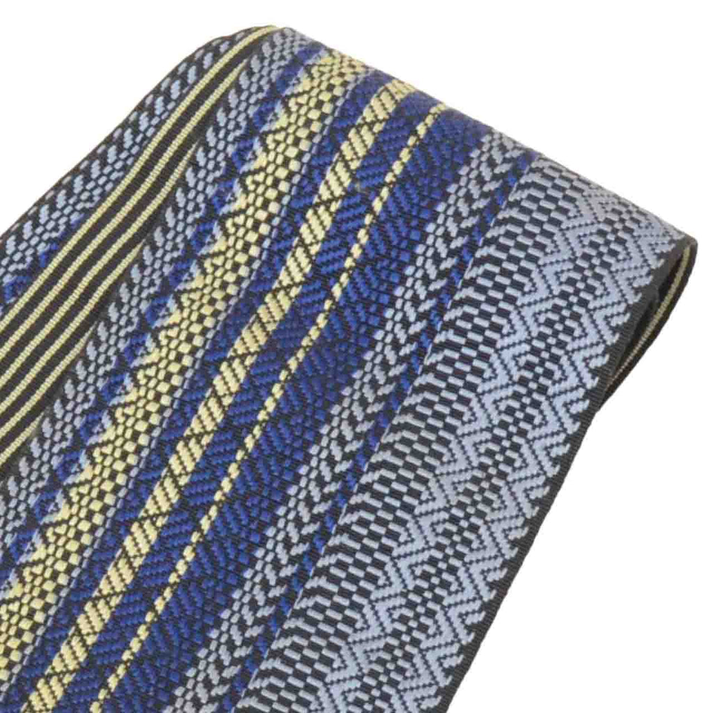 Vintage Japanese Kimono Accessories | Men's Kaku-obi | Silk | Stripe | Hakata Weave | Excellent | Full-pattern | Sustainable | kkb4289b