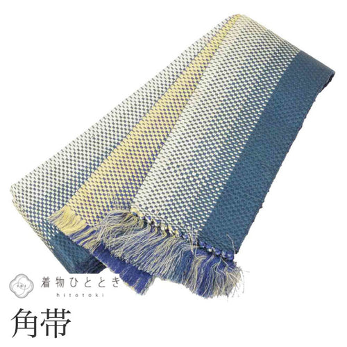 【中古】 リサイクル 男性 帯 メンズ 角帯 正絹 絹 良品 全通柄 リバーシブル 市松 未仕立て 着用可能 着物 セミフォーマル 浴衣 紋付袴 紬 小紋 無地着物 袴スタイル 式典 結婚式 お正月 SILK シルク kimono リユース kkb4293b