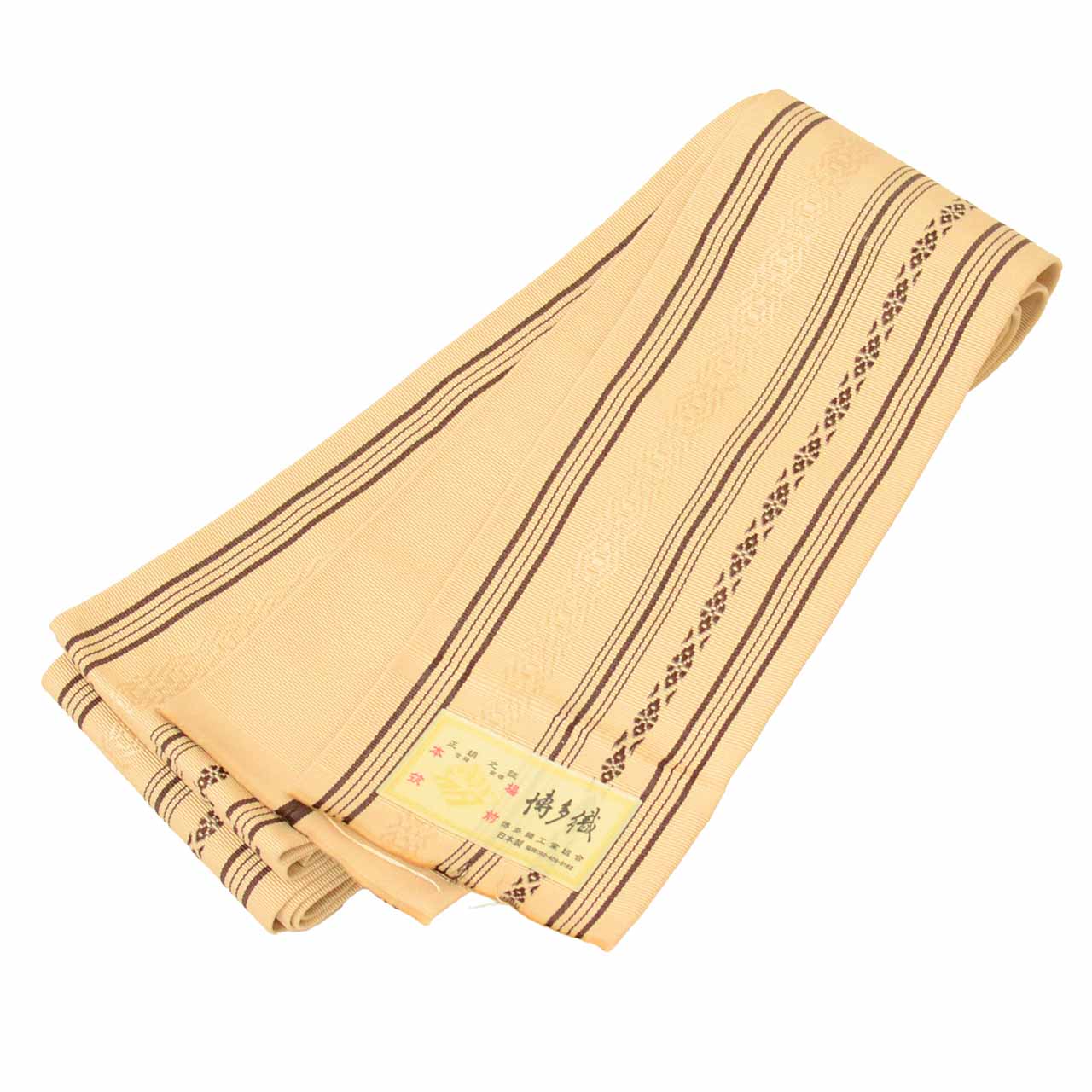Vintage Japanese Kimono Accessories | Men's Kaku-obi | Silk | Kenjo Pattern | Hakata Weave | Certified | Sustainable | kkb4301b