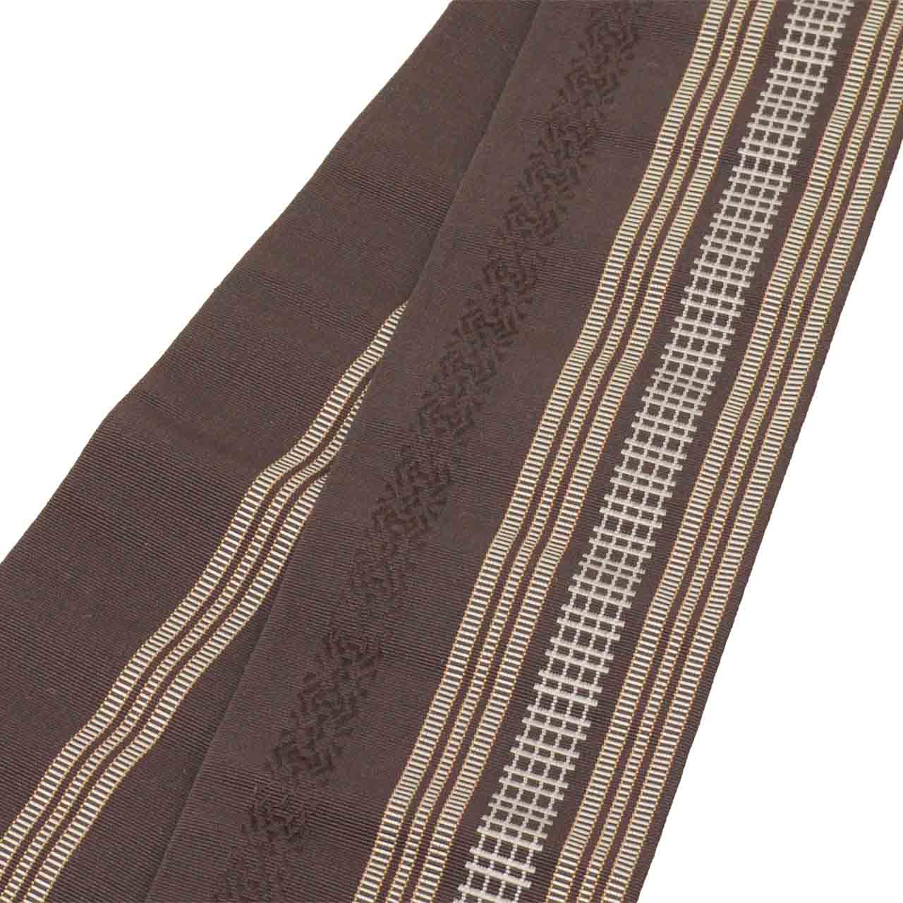 Vintage Japanese Kimono Accessories | Men's Kaku-obi | Silk | Stripe | Hakata Weave | Certified | Unused | Sustainable | kkb4302b