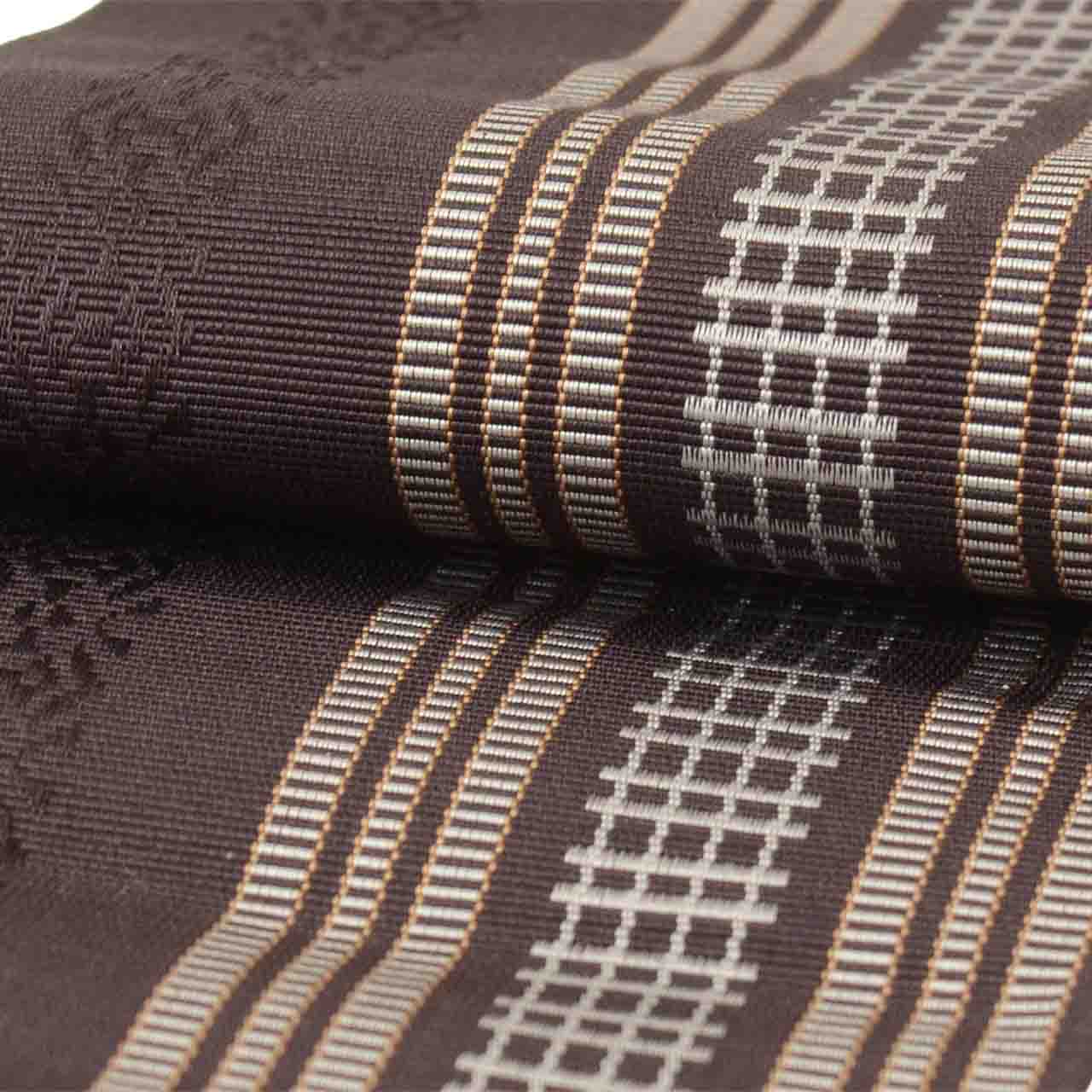Vintage Japanese Kimono Accessories | Men's Kaku-obi | Silk | Stripe | Hakata Weave | Certified | Unused | Sustainable | kkb4302b