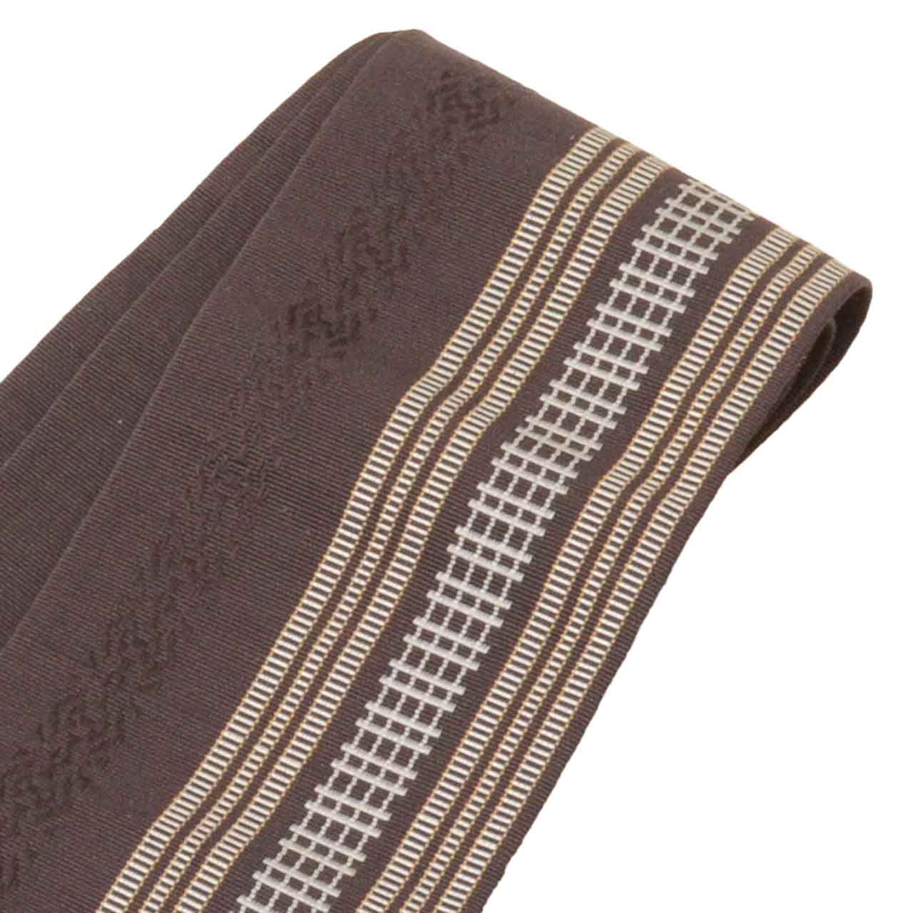 Vintage Japanese Kimono Accessories | Men's Kaku-obi | Silk | Stripe | Hakata Weave | Certified | Unused | Sustainable | kkb4302b
