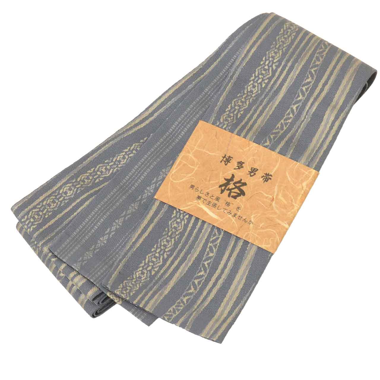 Vintage Japanese Kimono Accessories | Men's Kaku-obi | Silk | Stripe | Hakata Weave | Certified | Reversible | Sustainable | kkb4303b