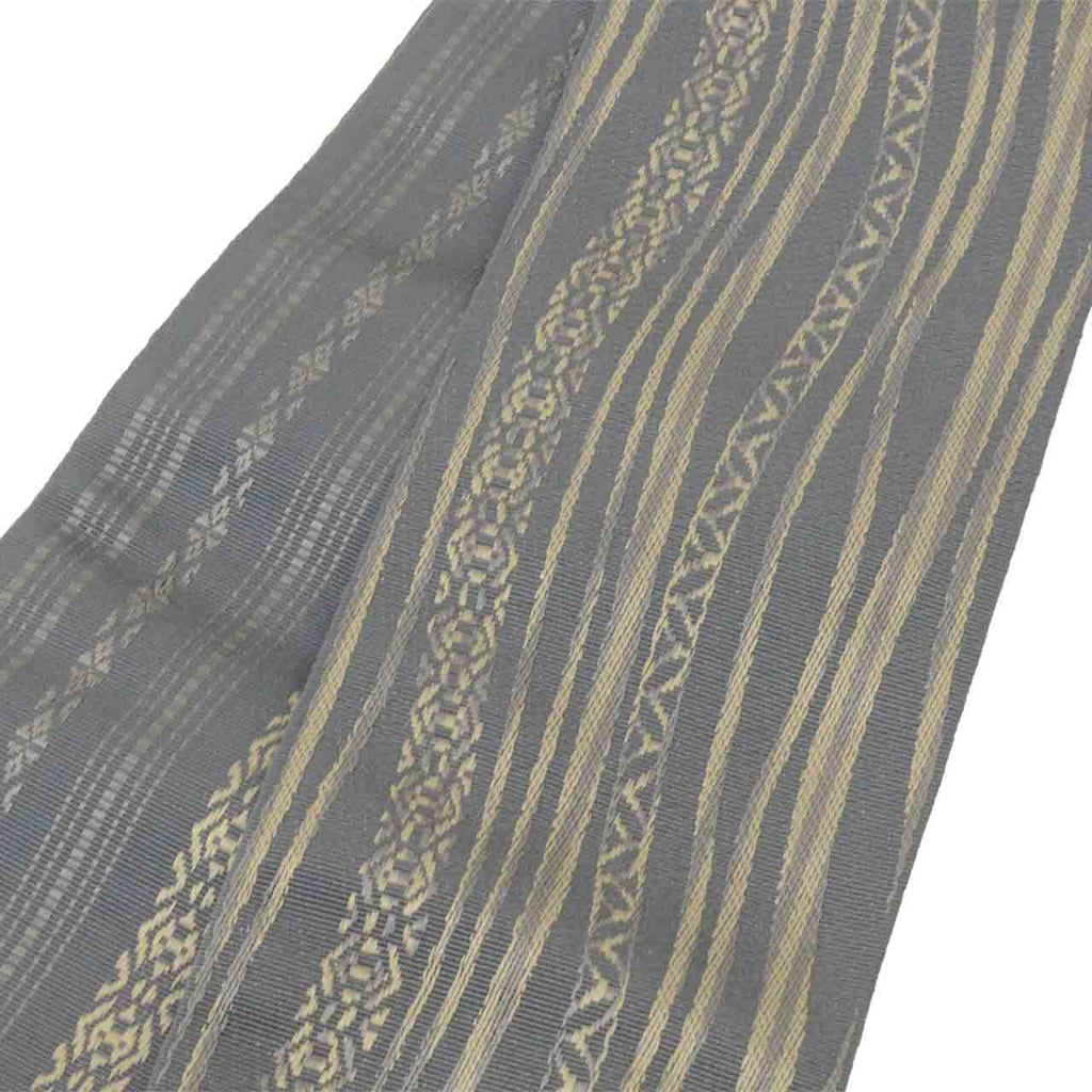 Vintage Japanese Kimono Accessories | Men's Kaku-obi | Silk | Stripe | Hakata Weave | Certified | Reversible | Sustainable | kkb4303b