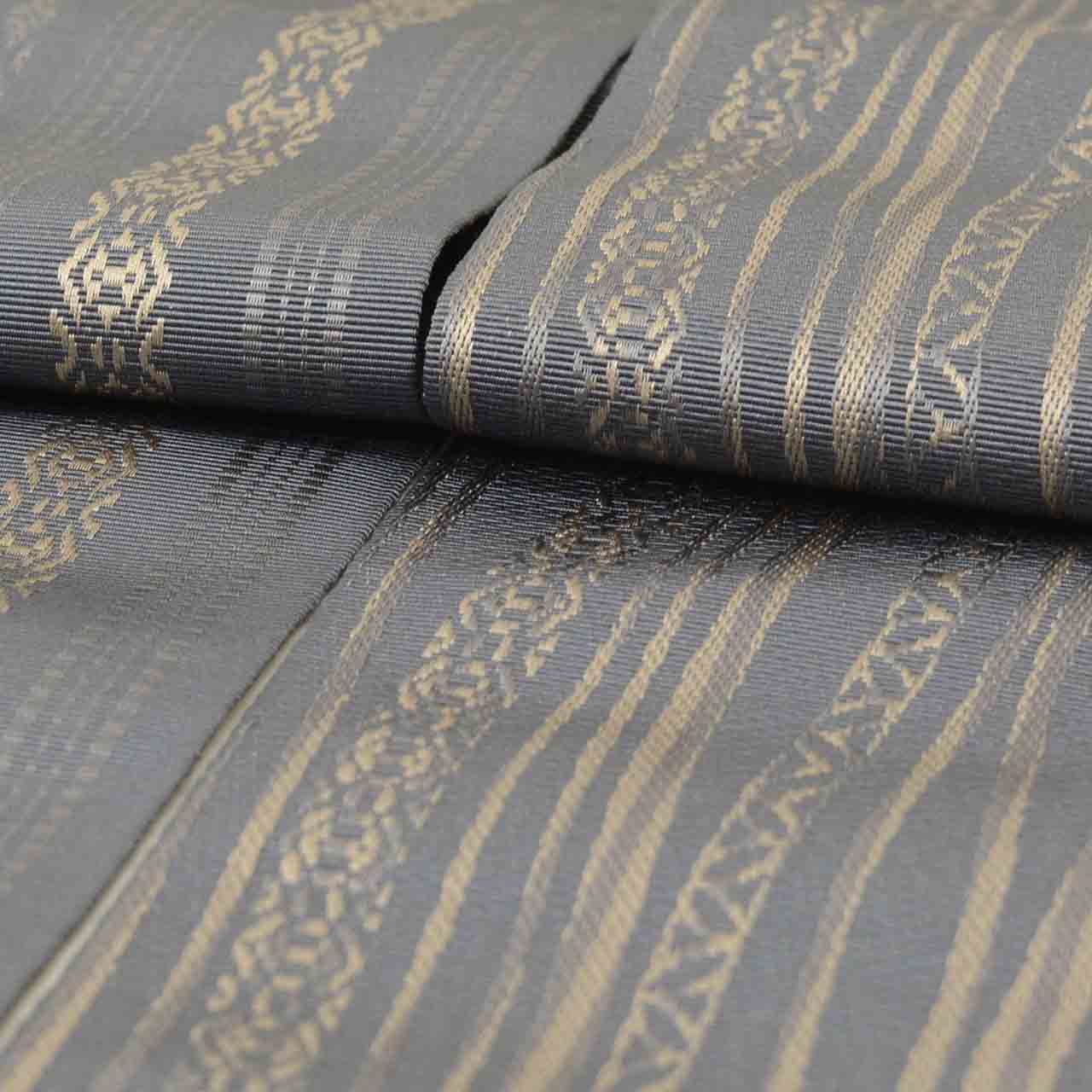 Vintage Japanese Kimono Accessories | Men's Kaku-obi | Silk | Stripe | Hakata Weave | Certified | Reversible | Sustainable | kkb4303b
