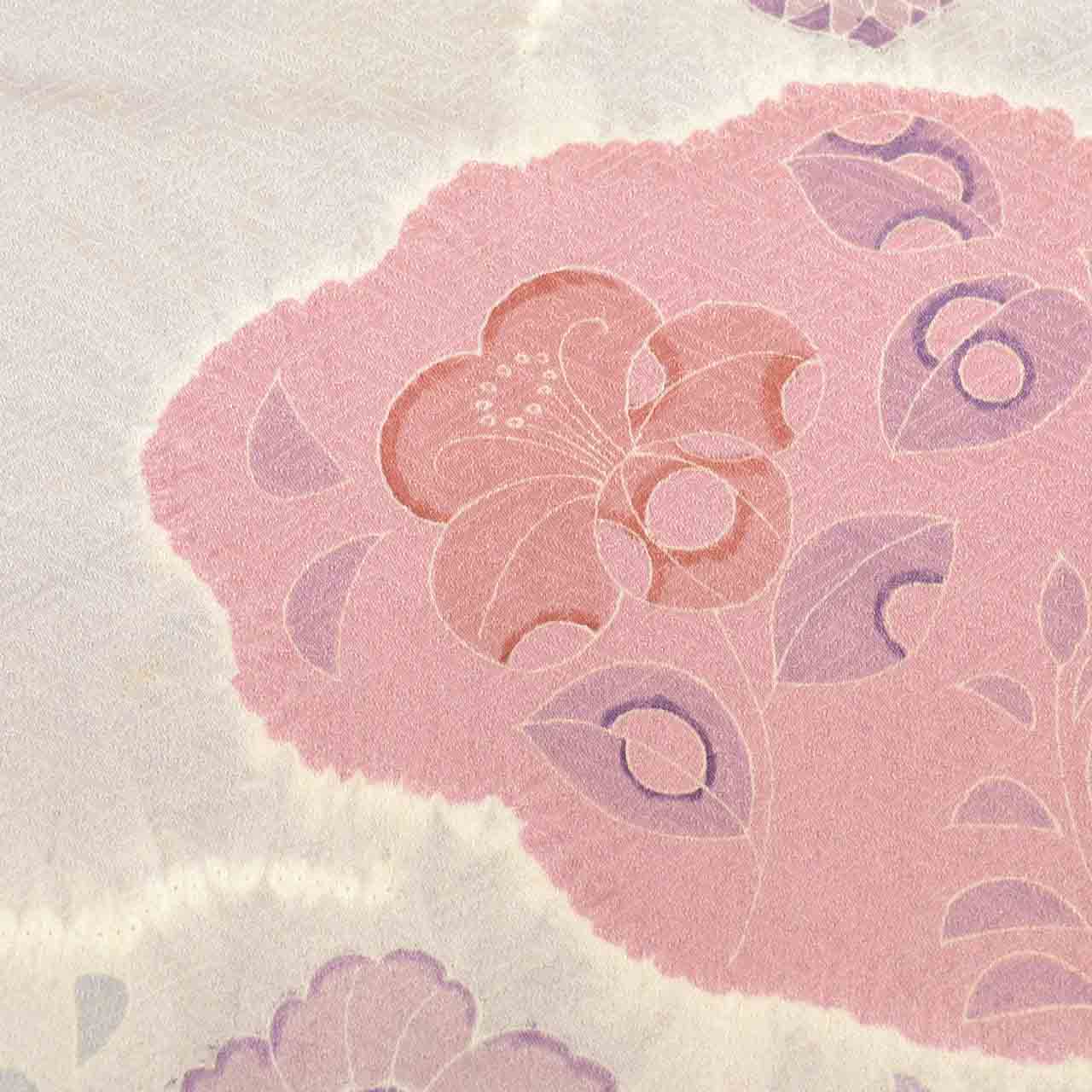 Vintage Japanese Kimono Accessories | Kimono Bolt | Gray Silk | Cloud Floral | Shibori | Tsukesage | Ladies | Sustainable | kkb4315b