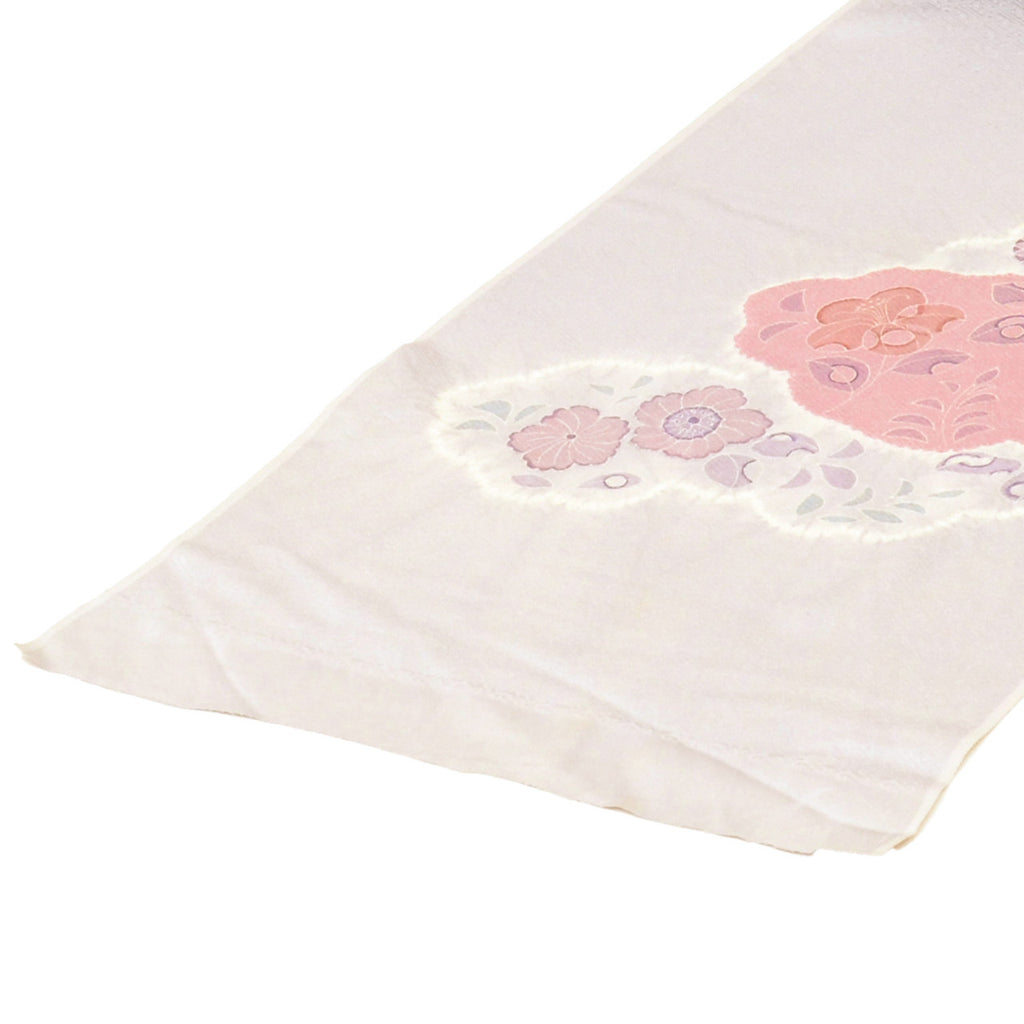 Vintage Japanese Kimono Accessories | Kimono Bolt | Gray Silk | Cloud Floral | Shibori | Tsukesage | Ladies | Sustainable | kkb4315b
