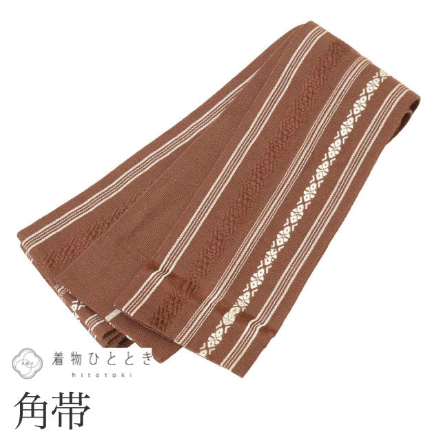 【中古】 男性 帯 メンズ 角帯 正絹 絹 美品 博多織 博多帯 特品 全通柄 献上柄 仕立て上がり カジュアル セミフォーマル 浴衣 紋付袴 紬 小紋 無地 花火大会 お祭り 黒紋付 無地着物 リユース kkb4326b