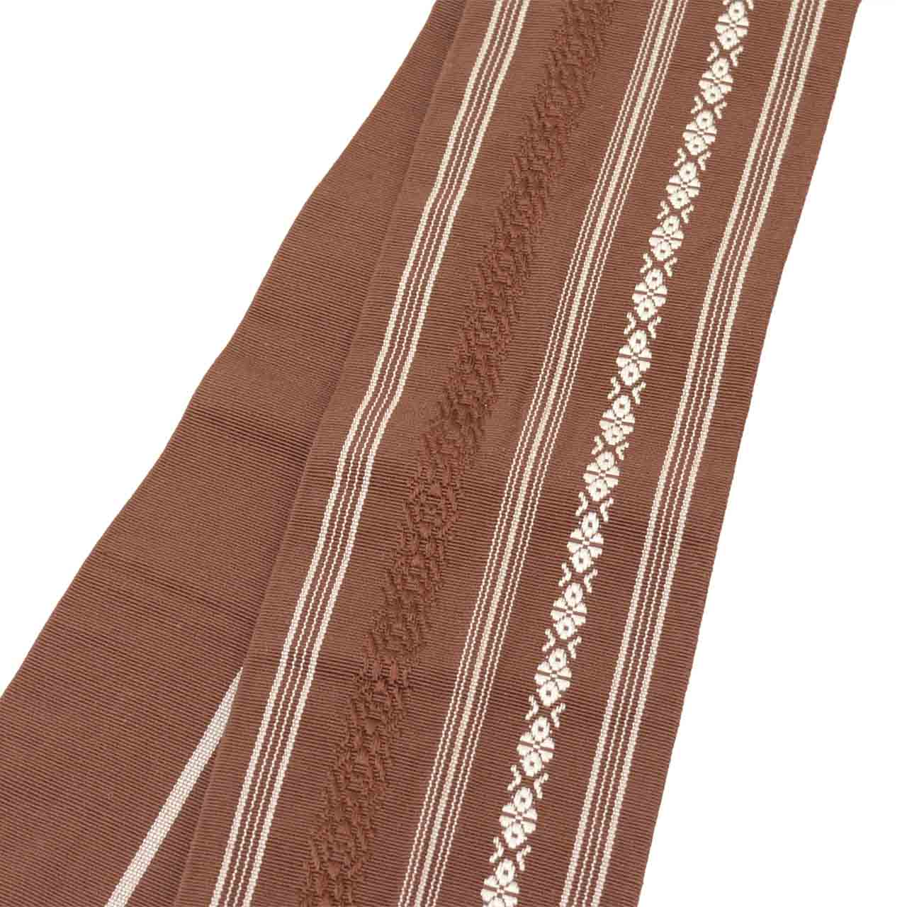 Vintage Japanese Kimono Accessories | Men's Kaku-obi | Silk | Kenjo Pattern | Hakata Weave | Excellent | Sustainable | kkb4326b