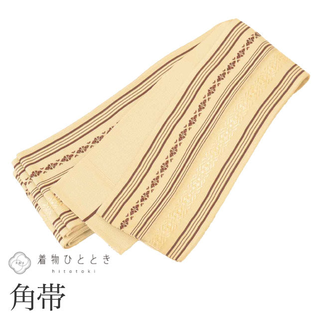 【中古】 リサイクル 男性 帯 メンズ 角帯 正絹 絹 博多織 博多帯 良品 全通柄 献上柄 仕立て上がり カジュアル セミフォーマル 浴衣 紋付袴 紬 小紋 無地 （浴衣）花火大会 お祭り kimono リユース kkb4328b