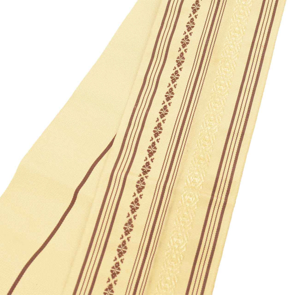Vintage Japanese Kimono Accessories | Men's Kaku-obi | Silk | Kenjo Pattern | Hakata Weave | Full-pattern | Sustainable | kkb4328b