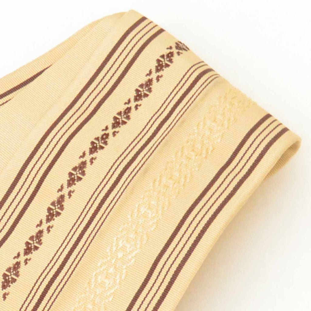 Vintage Japanese Kimono Accessories | Men's Kaku-obi | Silk | Kenjo Pattern | Hakata Weave | Full-pattern | Sustainable | kkb4328b