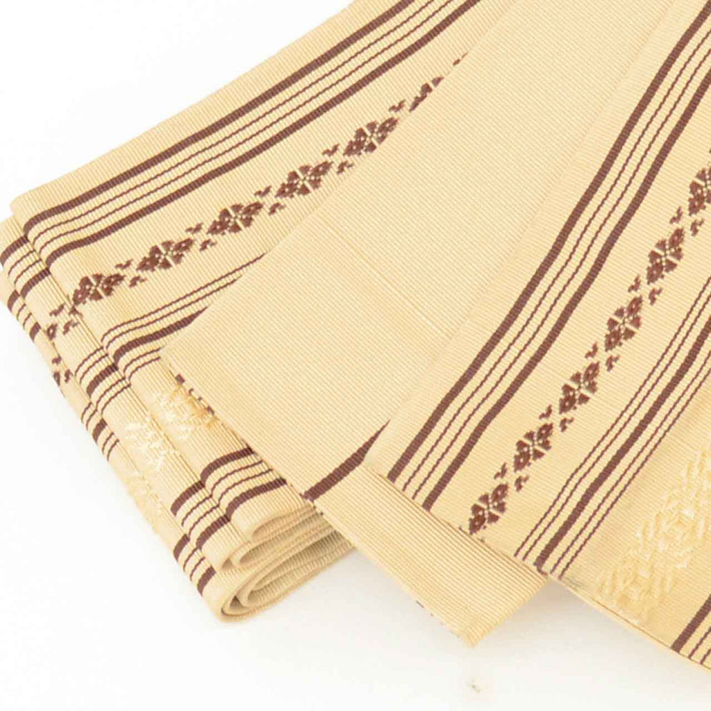 Vintage Japanese Kimono Accessories | Men's Kaku-obi | Silk | Kenjo Pattern | Hakata Weave | Full-pattern | Sustainable | kkb4328b
