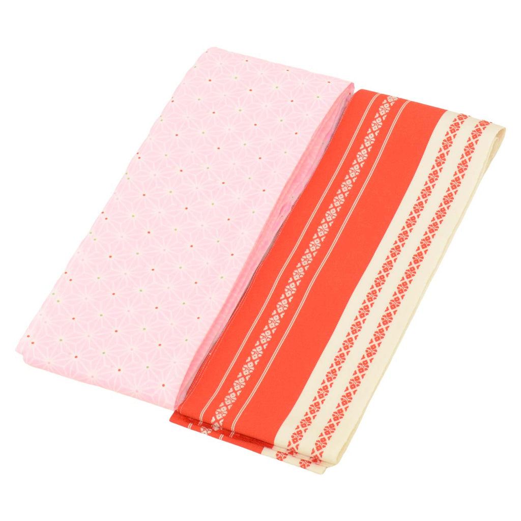 Vintage Japanese Kimono Accessories | Dressing Accessories Set | Pink | Floral Hemp Leaf | 11-piece | Sustainable | kkb4359b