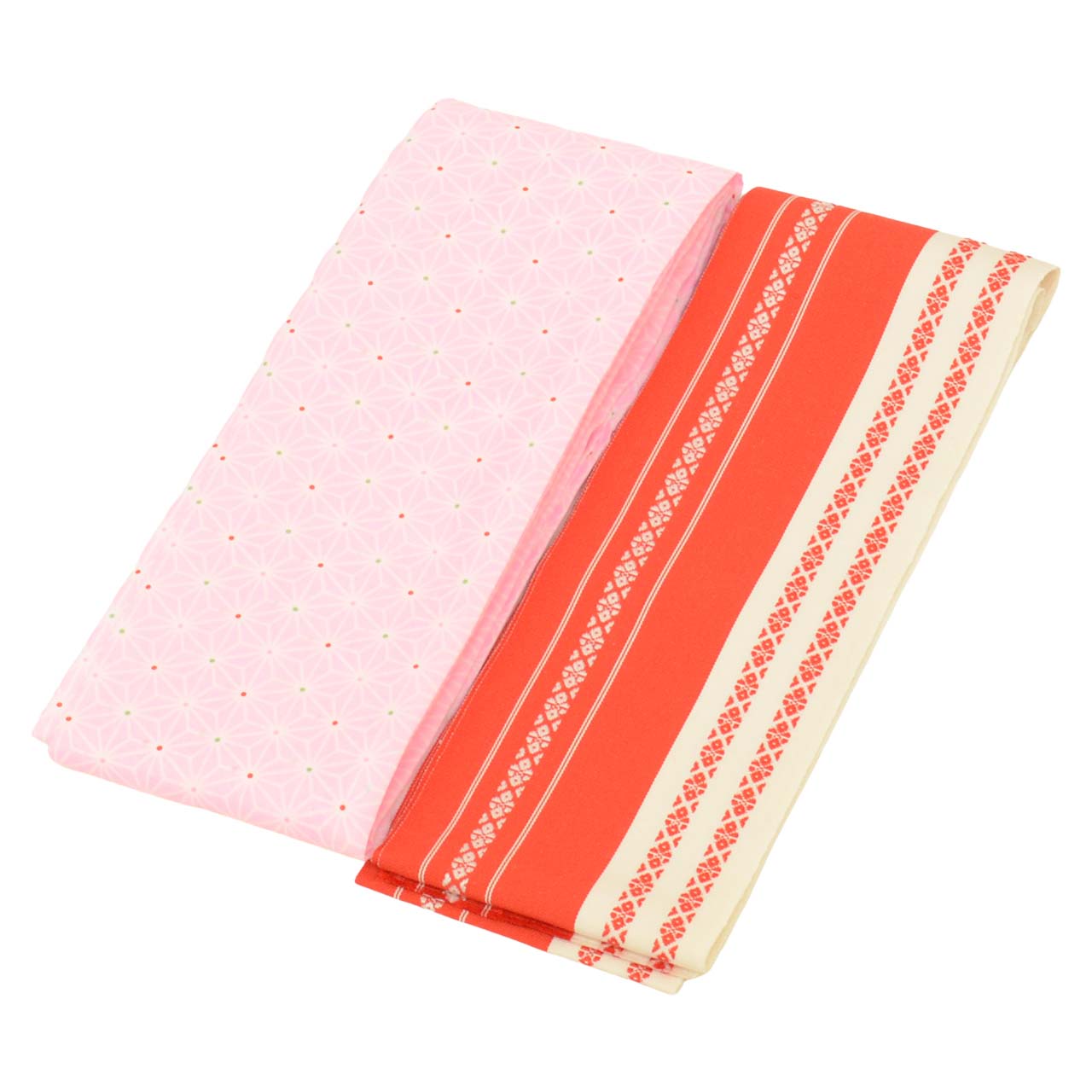 Vintage Japanese Kimono Accessories | Dressing Accessories Set | Pink | Floral Hemp Leaf | 11-piece | Sustainable | kkb4359b
