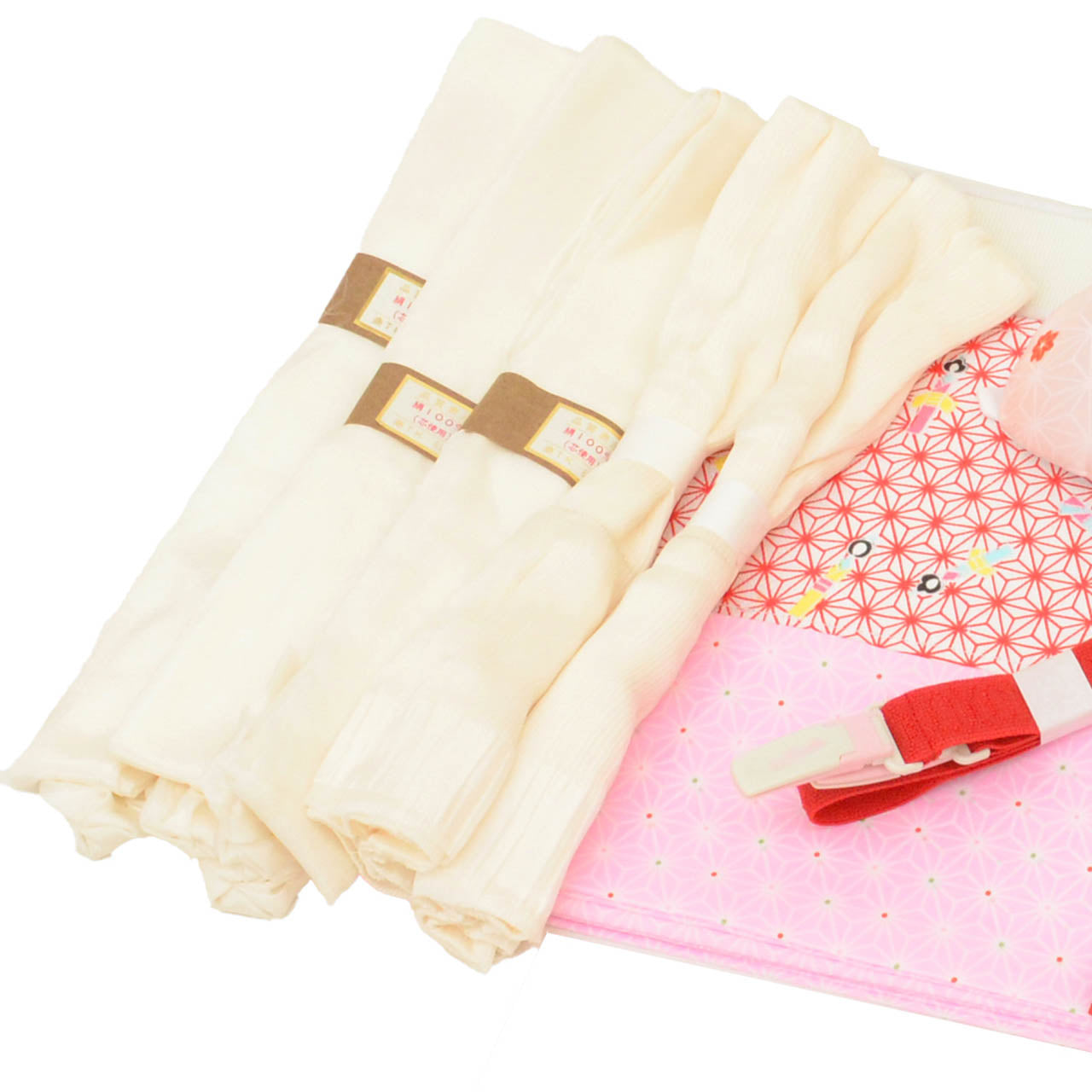 Vintage Japanese Kimono Accessories | Dressing Accessories Set | Red | Hemp Leaf | 11-piece | Sustainable | kkb4361b