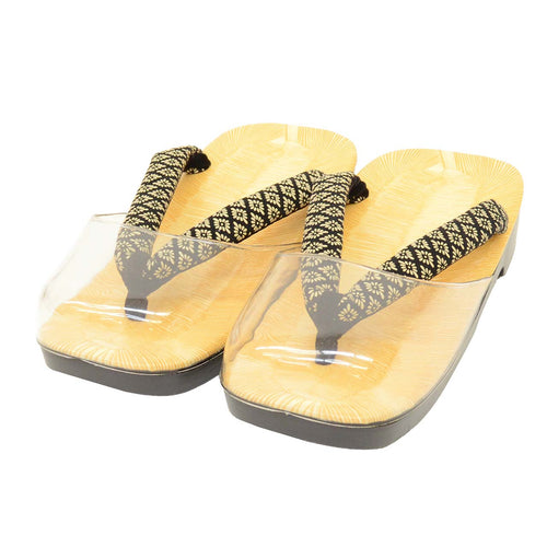 Vintage Japanese Kimono Accessories | Men's Setta Sandals | Black | Floral | Vinyl | Inden Nose | Rain Cover | Sustainable | kkb4366b