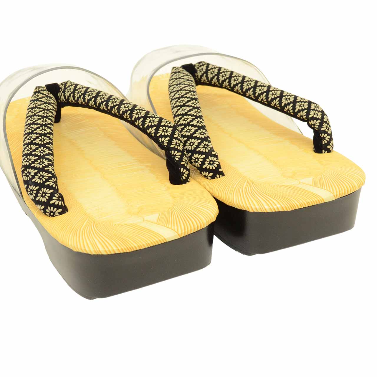 Vintage Japanese Kimono Accessories | Men's Setta Sandals | Black | Floral | Vinyl | Inden Nose | Rain Cover | Sustainable | kkb4366b