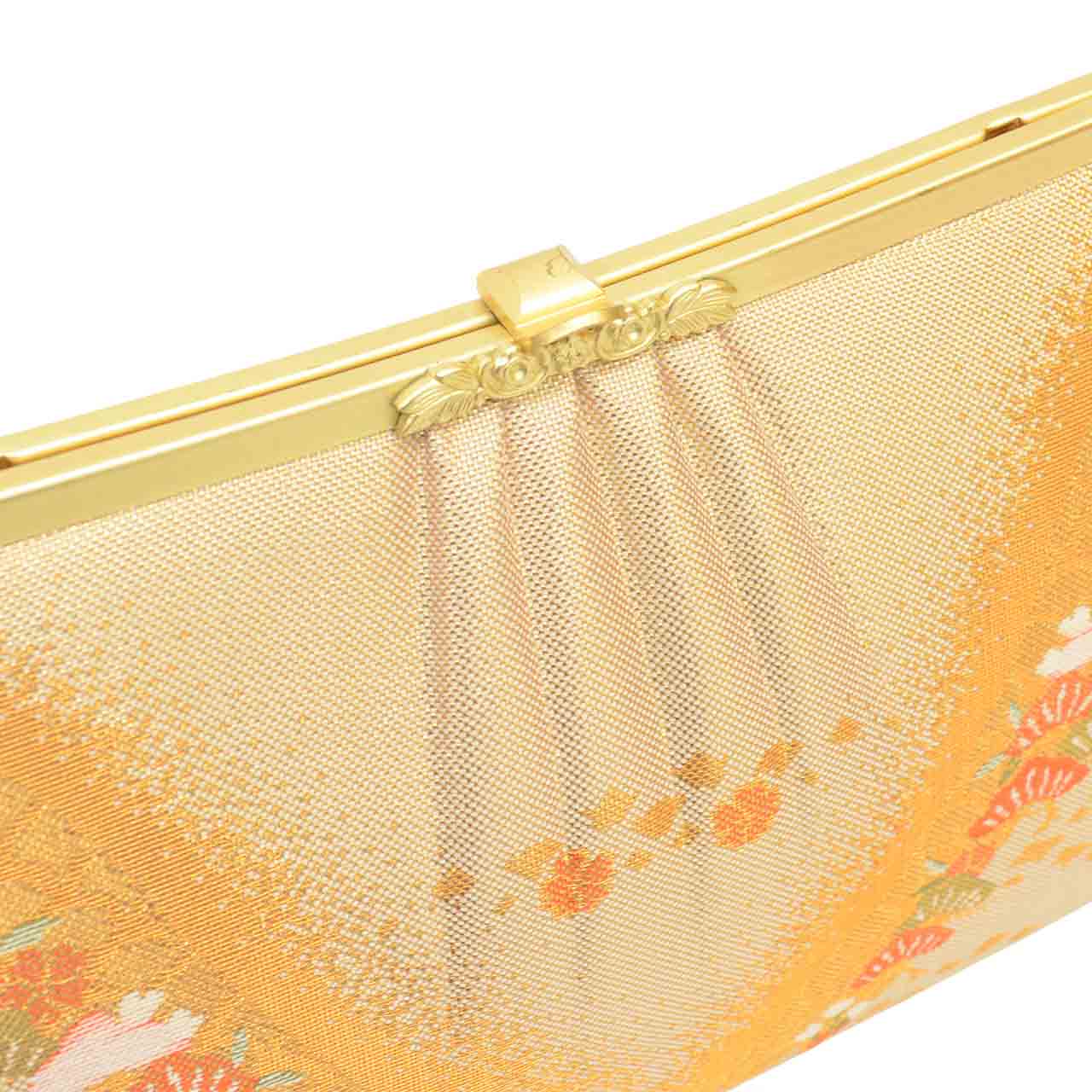 Vintage Japanese Kimono Accessories | Zori & Bag Set | Gold | Pine Pattern | Obi Fabric | 3-layer Sole | Formal | Sustainable | kkb4368b